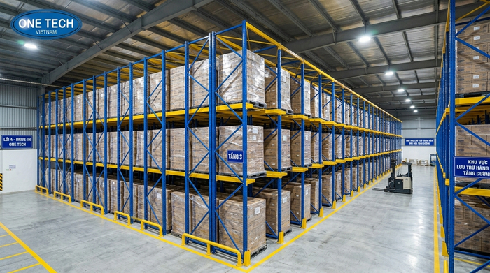Hệ thống kệ drive in trong kho công nghiệp Hệ thống kệ drive in trong kho công nghiệp