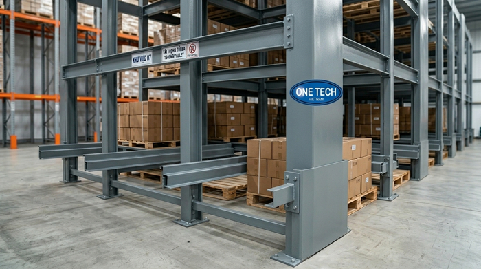 Ray đỡ pallet của kệ drive in thực tế Ray đỡ pallet của kệ drive in thực tế
