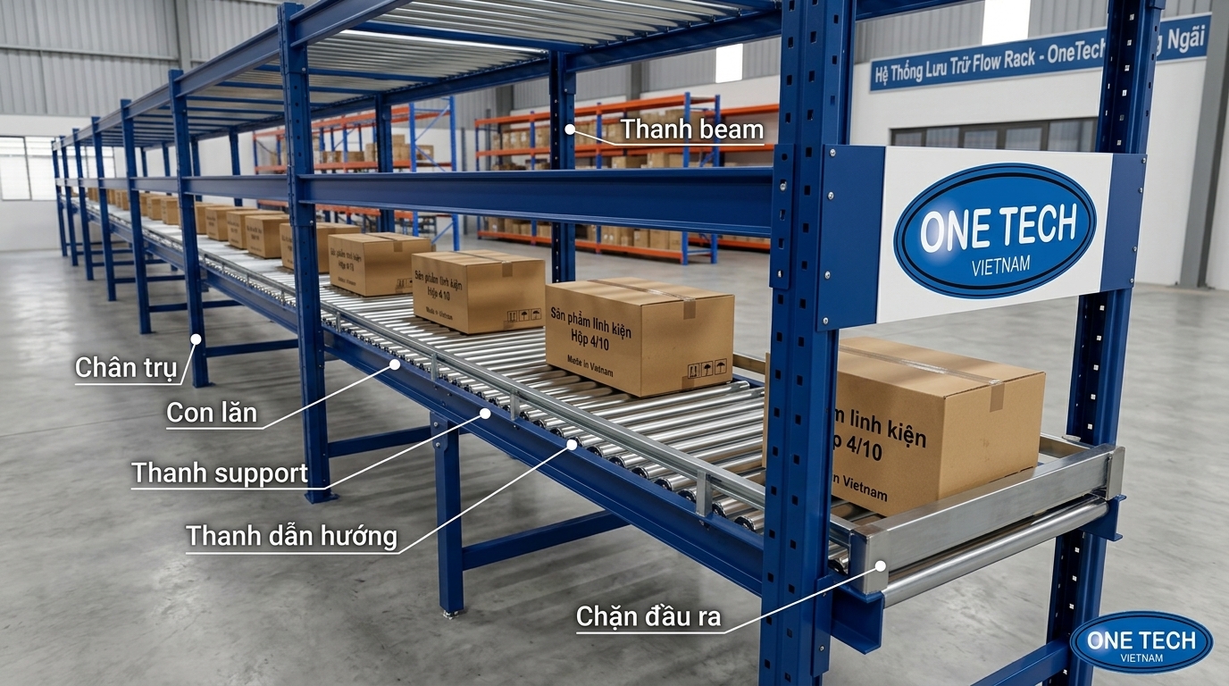 Ứng dụng kệ flowrack Quảng Ngãi Ứng dụng kệ flowrack Quảng Ngãi cho kho hàng, cửa hàng và khu công nghiệp