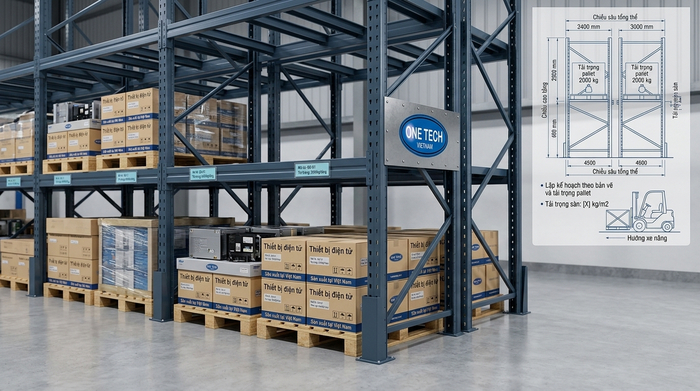 Báo giá Kệ Double Deep Quảng Ngãi theo bản vẽ và tải trọng pallet