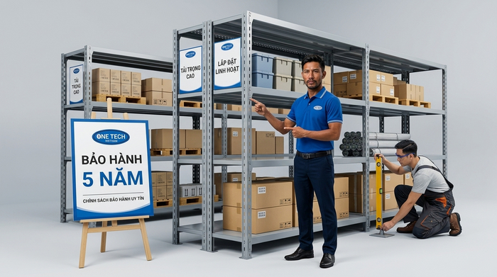 Chính sách bảo hành 5 năm kệ sắt OneTech