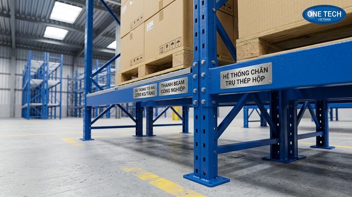 Chân trụ và thanh beam của kệ Double Deep cho kho hạng nặng