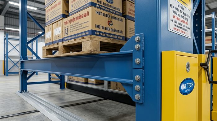 Beam chịu tải cho kệ di động pallet Chi tiết beam chịu tải của kệ di động pallet tại Quảng Ngãi