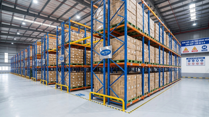 Kệ Double Deep Quảng Ngãi với thiết kế lưu trữ pallet theo chiều sâu