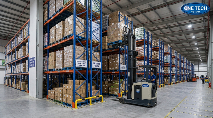 Hệ kệ Double Deep lưu trữ pallet trong kho công nghiệp tại Quảng Ngãi