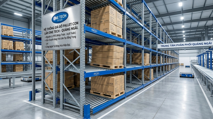 Kệ pallet con lăn cho kệ kho tự động Quảng Ngãi