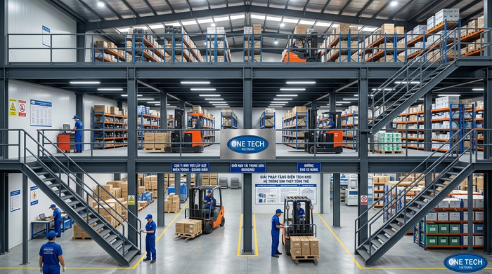 Kệ sàn mezzanine cho kho trung chuyển Quảng Ngãi Kệ sàn mezzanine tối ưu chiều cao cho kho trung chuyển Quảng Ngãi