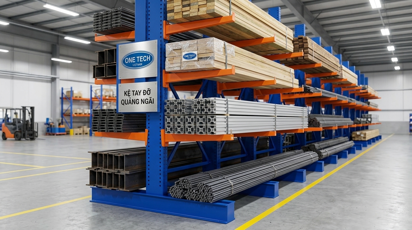 Cấu tạo kệ tay đỡ Quảng Ngãi dạng Cantilever Racks cho hàng dài