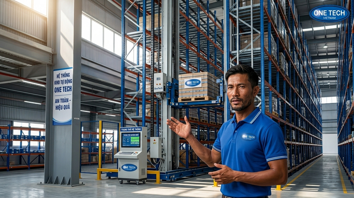Liên hệ tư vấn Stacker-Crane Quảng Ngãi tại Kệ kho hàng Quảng Ngãi OneTech