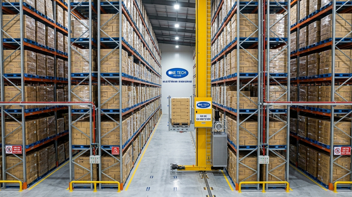 Stacker-Crane Quảng Ngãi trong kho tự động ASRS cho hàng pallet