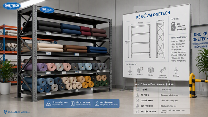 Báo giá kệ để vải theo bản vẽ Báo giá kệ để vải Quảng Ngãi theo bản vẽ và tải trọng