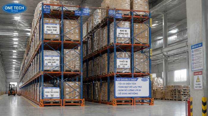 Kệ Double Deep cho kho cần tối ưu diện tích Kệ Double Deep tăng mật độ lưu trữ pallet trong kho Quảng Ngãi