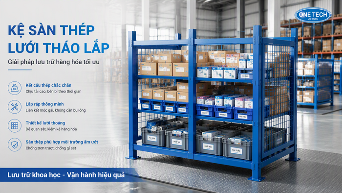 Kệ xếp chồng mặt sàn thép Kệ xếp chồng mặt sàn thép để hàng đóng kiện