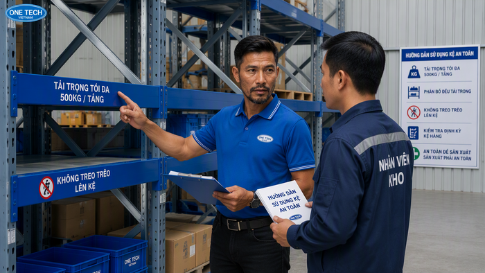 Bàn giao kệ trung tải và hướng dẫn sử dụng an toàn Bàn giao và hướng dẫn sử dụng kệ trung tải an toàn sau lắp đặt