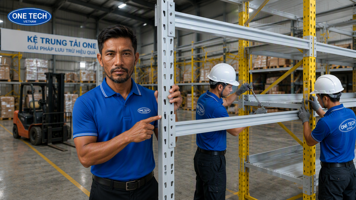 Lắp đặt kệ trung tải tại kho Quảng Ngãi Đội kỹ thuật lắp đặt kệ trung tải tại kho hàng Quảng Ngãi