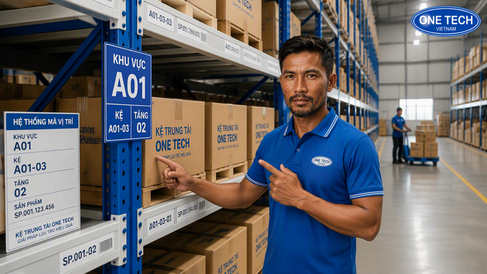 Gắn nhãn mã kệ trung tải để quản lý kho tốt hơn Gắn nhãn mã kệ trung tải giúp quản lý kho hàng khoa học